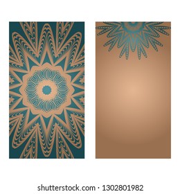 Card Template With Floral Mandala Pattern. Business Card For Fitness Center, Sport Emblem, Meditation Class. Vector Illustration
