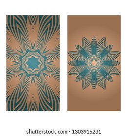 Card Template With Floral Mandala Pattern. Business Card For Fitness Center, Sport Emblem, Meditation Class. Vector Illustration