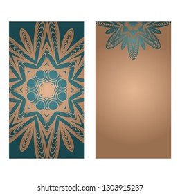 Card Template With Floral Mandala Pattern. Business Card For Fitness Center, Sport Emblem, Meditation Class. Vector Illustration