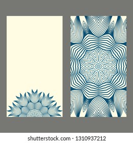 Card Template With Floral Mandala Pattern. Business Card For Fitness Center, Sport Emblem, Meditation Class. Vector Illustration. Pastel color.