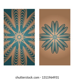 Card Template With Floral Mandala Pattern. Business Card For Fitness Center, Sport Emblem, Meditation Class. Vector Illustration