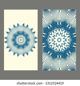 Card Template With Floral Mandala Pattern. Business Card For Fitness Center, Sport Emblem, Meditation Class. Vector Illustration. Pastel color.