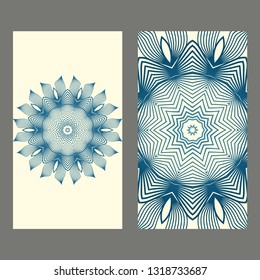 Card Template With Floral Mandala Pattern. Business Card For Fitness Center, Sport Emblem, Meditation Class. Vector Illustration. Pastel color.