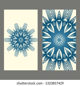 Card Template With Floral Mandala Pattern. Business Card For Fitness Center, Sport Emblem, Meditation Class. Vector Illustration. Pastel color.