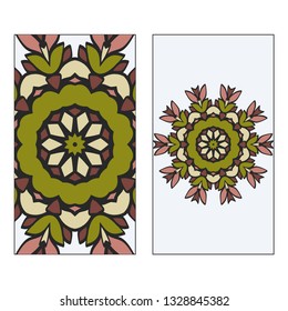 Card Template With Floral Mandala Pattern. Business Card For Fitness Center, Sport Emblem, Meditation Class. Vector Illustration