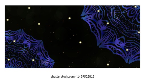 Card Template With Floral Mandala Pattern. Business Card For Fitness Center, Sport Emblem, Meditation Class. Vector Illustration. 