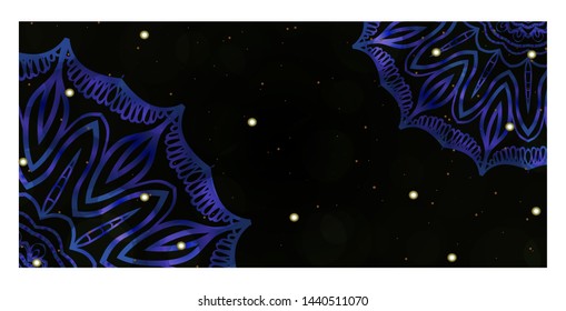 Card Template With Floral Mandala Pattern. Business Card For Fitness Center, Sport Emblem, Meditation Class. Vector Illustration. 