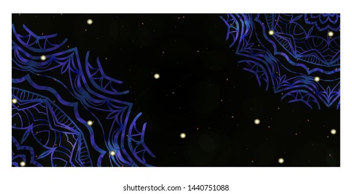 Card Template With Floral Mandala Pattern. Business Card For Fitness Center, Sport Emblem, Meditation Class. Vector Illustration. 