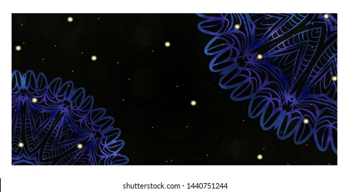 Card Template With Floral Mandala Pattern. Business Card For Fitness Center, Sport Emblem, Meditation Class. Vector Illustration. 