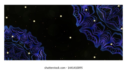 Card Template With Floral Mandala Pattern. Business Card For Fitness Center, Sport Emblem, Meditation Class. Vector Illustration. 