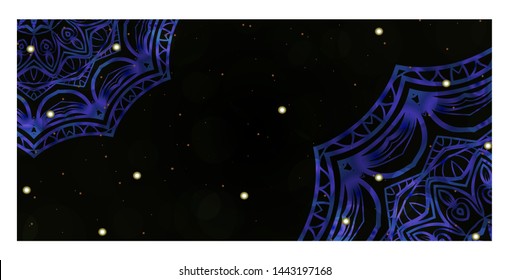 Card Template With Floral Mandala Pattern. Business Card For Fitness Center, Sport Emblem, Meditation Class. Vector Illustration. 