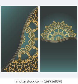 Card Template With Floral Mandala Pattern. Business Card For Fitness Center, Sport Emblem, Meditation Class. Vector Illustration