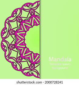 Card template with floral mandala pattern. For greeting cards, Birthday Invitation. Vector illustration.