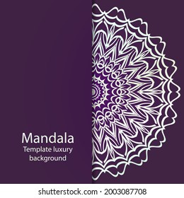 Card template with floral mandala pattern. For greeting cards, Birthday Invitation. Vector illustration.