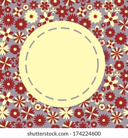 Card template with floral pattern