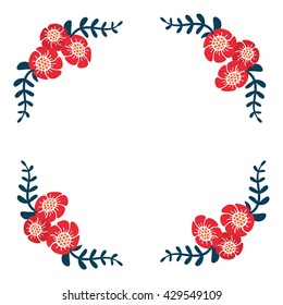 Card template with flower illustration.