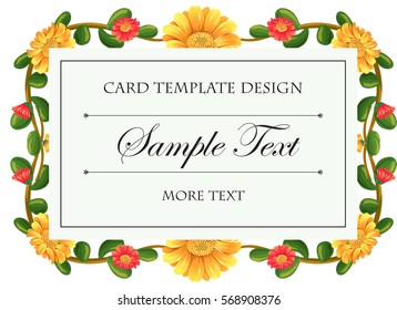 Card template with flowers around the frame illustration