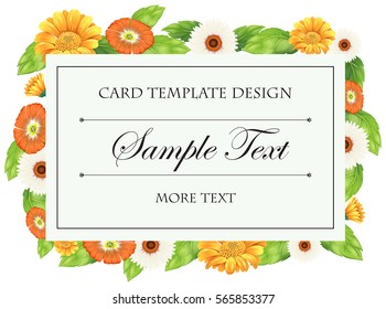 Card template with flowers in yellow and orange illustration