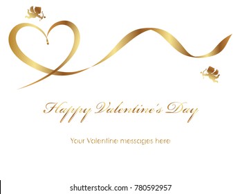 A Valentine’s card template with a gold ribbon.
