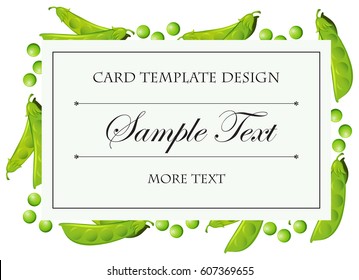 Card template with greenpeas around border illustration