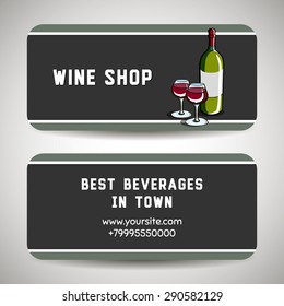 Card template with hand drawn elements. You can use it for design of  wine party invitation or business cards for wine shop. Vector illustration