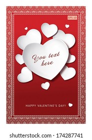 Card template with hearts for Valentine's Day. EPS 10