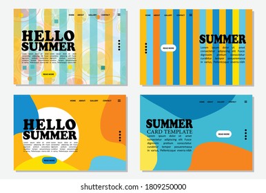 Card template hello summer vacation vector illustration design wallpaper background collection