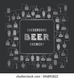 Card template with label on background with beer brewery elements, icons, logos, design elements. Vector