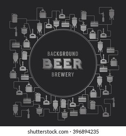Card template with label on background with beer brewery elements, icons, logos, design elements. Vector