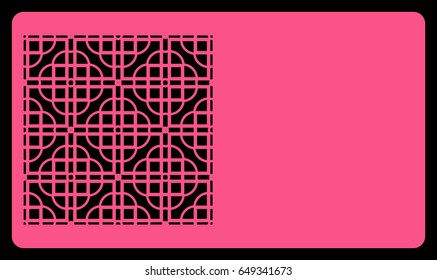 card template. Laser cutting, rose color. Modern geometric card for laser cutting. Vector illustration.