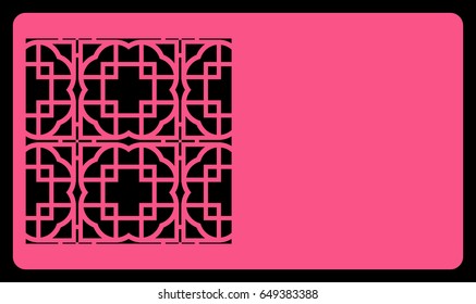 card template. Laser cutting, rose color. Modern geometric card for laser cutting. Vector illustration.