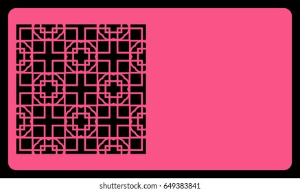 card template. Laser cutting, rose color. Modern geometric card for laser cutting. Vector illustration.