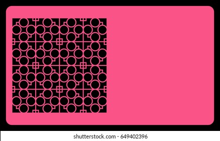 card template. Laser cutting, rose color. Modern geometric card for laser cutting. Vector illustration.