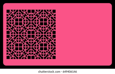 card template. Laser cutting, rose color. Modern geometric card for laser cutting. Vector illustration.