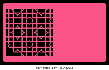 card template. Laser cutting, rose color. Modern geometric card for laser cutting. Vector illustration.
