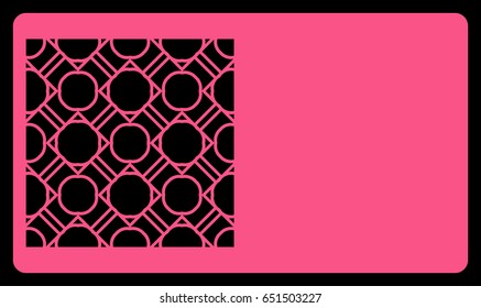 card template. Laser cutting, rose color. Modern geometric card for laser cutting. Vector illustration.
