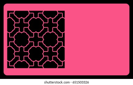 card template. Laser cutting, rose color. Modern geometric card for laser cutting. Vector illustration.