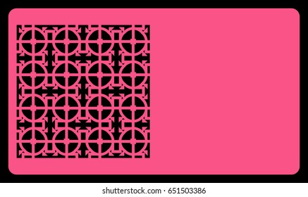 card template. Laser cutting, rose color. Modern geometric card for laser cutting. Vector illustration.