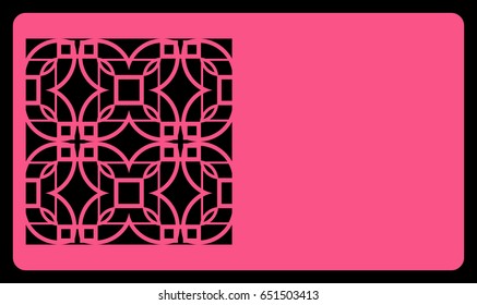 card template. Laser cutting, rose color. Modern geometric card for laser cutting. Vector illustration.