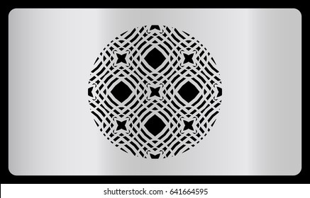 card template. Laser cutting, silver design. Modern geometric card for laser cutting. Vector illustration. With a cutout of a decorative circle in the center