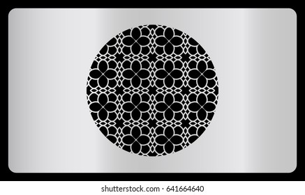 card template. Laser cutting, silver design. Modern geometric card for laser cutting. Vector illustration. With a cutout of a decorative circle in the center