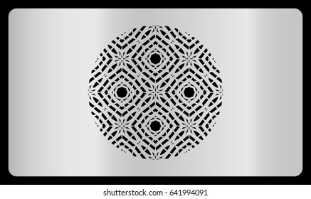 card template. Laser cutting, silver design. Modern geometric card for laser cutting. Vector illustration. With a cutout of a decorative circle in the center
