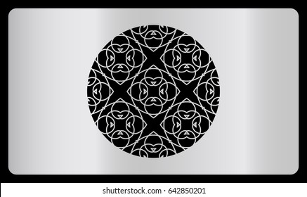 card template. Laser cutting, silver design. Modern geometric card for laser cutting. Vector illustration. With a cutout of a decorative circle in the center