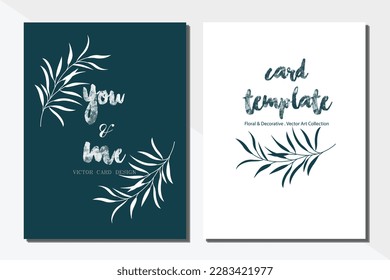 Card template leaf blue and white color vector illustration design wallpaper background collection