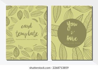Card template leaf green color vector illustration design wallpaper background collection