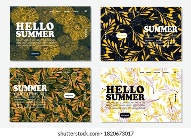 Card template leaf pattern vector illustration design wallpaper background collection