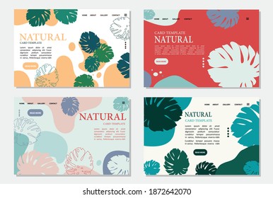 Card template leaf pattern vector illustration design wallpaper background collection