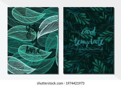 Card template leaf pattern vector illustration design wallpaper background collection
