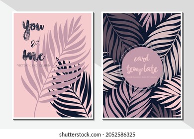Card template leaf pattern vector illustration design wallpaper background collection