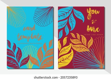 Card template leaf pattern vector illustration design wallpaper background collection